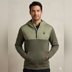 NWT Spyder 1/4 Zip Pullover Fleece Lined Hoodie